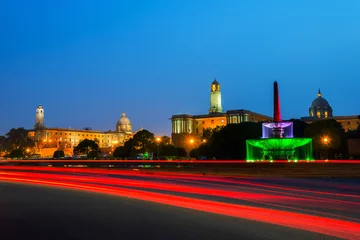 Foto op Aluminium Delhi, Indië. Verlichte Rashtrapati Bhavan een parlementsgebouw © Madrugada Verde