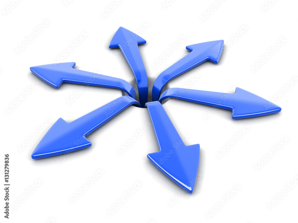 Poster 3d image of arrows in different directions. image with clipping path