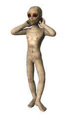 3D Rendering Alien on White