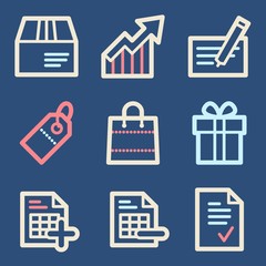 Shopping mobile icons, e-commerce infographics symbols.