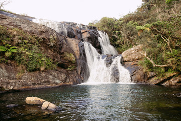 Baker's Falls in Horton Plains National Park, Sri Lanka.