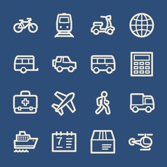 Fototapeta na wymiar Travel web icons. Vacation and transport, booking and delivery