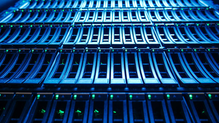 Hard disk Bay on Storage Server in Modern Data Center.