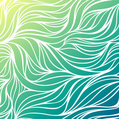 Vector color hand-drawing wave sea background. 