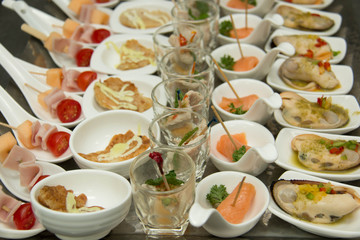  food cocktai served on  platter