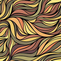 Fototapeta premium Vector color hand-drawing wave sunny background. 