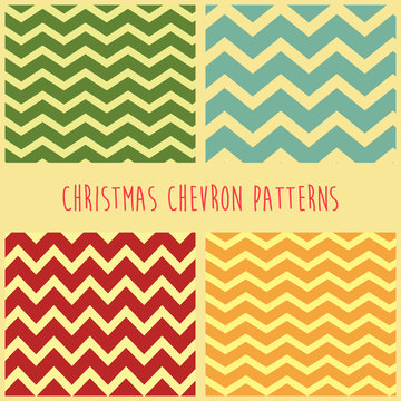 Christmas chevron patterns vector set.