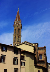 Fototapeta na wymiar Florence, Italy, View of the city centre and tower Badia Fiorentina