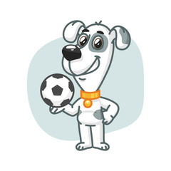 Dog Holding Football Ball and Smiling