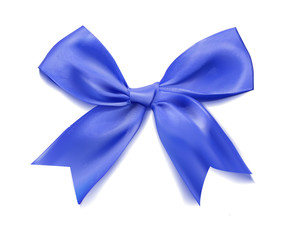 Vector 3d Realistic blue bow on isolated background
