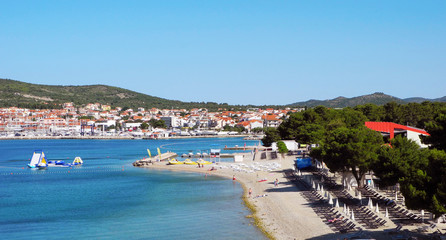 Fototapeta na wymiar Beach with pines in Vodice, Croatia.