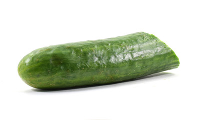 Whole English cucumber with cut end (isolated)