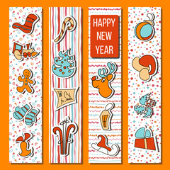 Obraz premium Happy New Year set in stripes. orange background