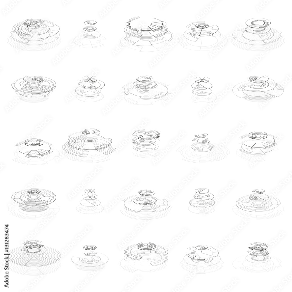 Poster set of abstract hud elements isolated on white background. high tech, virtual graphic touch element.