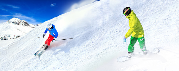 snowboarder and ski driver
