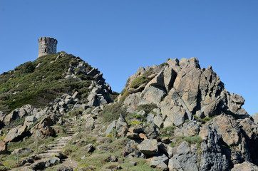 Fototapeta premium Ancient tower on the rocky promontory