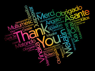Thank You Word Cloud concept background in many languages