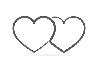 Two linear hearts connected among themselves. Vector illustration.
