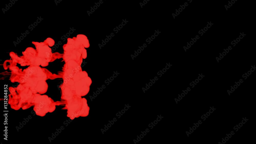 Poster red ink drop in water on a black background for effects. 3d render. voxel graphics. computer simulat