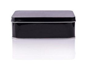 Closed Empty  black metal box close-up