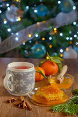 festive tea with cinnamon and honey