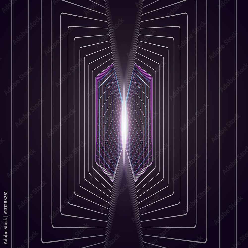 Poster abstract polygonal background with hexagons, illusion of depth and perspective. black color geometri