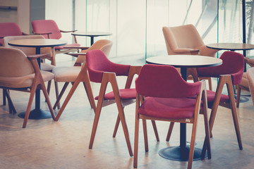 empty dining table and chair in restaurant setting design