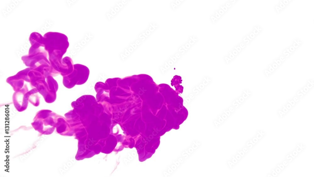 Leinwandbilder violet ink drop in water on a white background for effects. 3d render. voxel graphics. computer simu