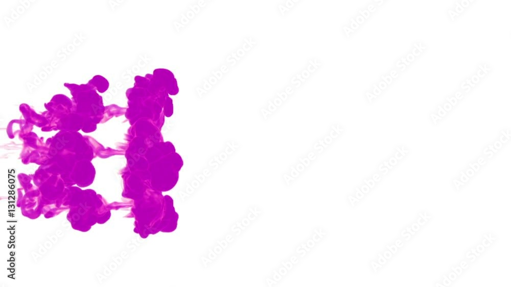 Poster violet ink drop in water on a white background for effects. 3d render. voxel graphics. computer simu