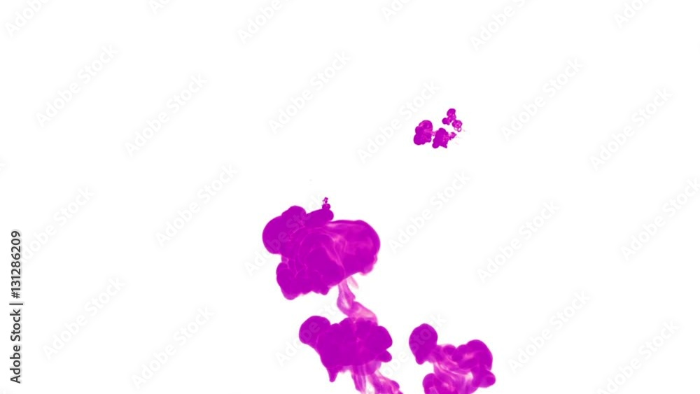 Fototapete violet ink drop in water on a white background for effects. 3d render. voxel graphics. computer simu