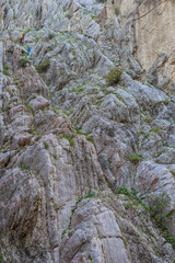 Rock climbers at Caminito del Rey path, Spain