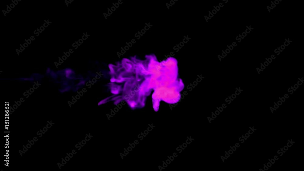 Poster violet paint dissolved in water on a black background. 3d render. voxel graphics. computer simulatio