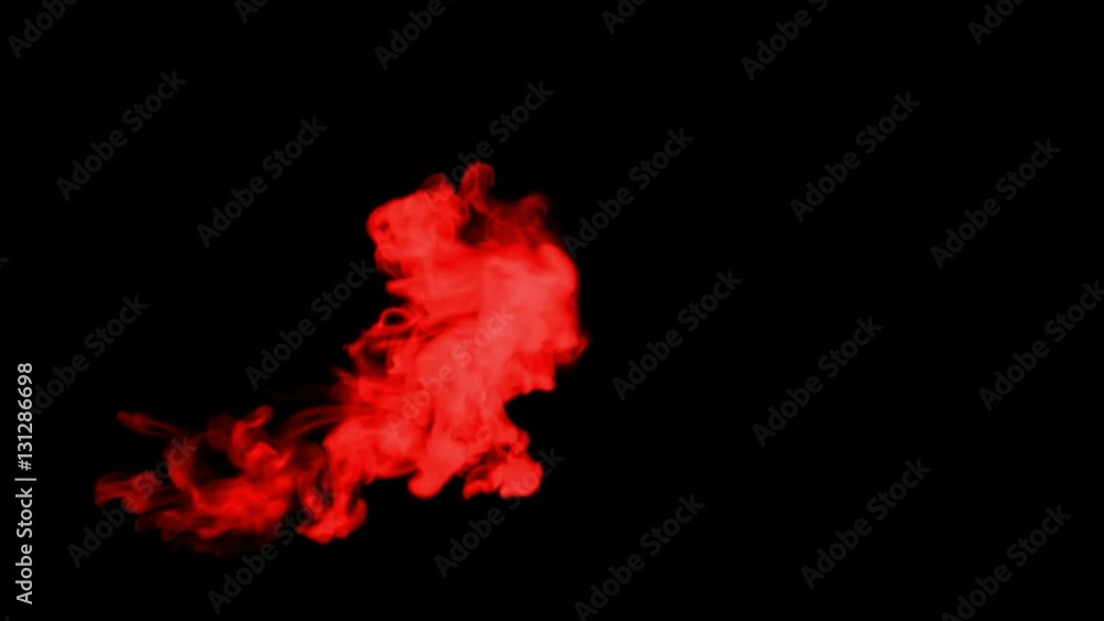 Aufkleber red ink spreading in the water on a black background. 3d render. voxel graphics. computer simulation