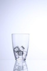 glass with ice cubes
