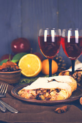 strudel and wine