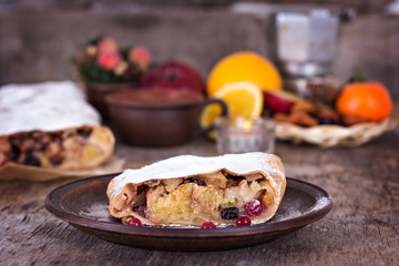 strudel and winter decor.