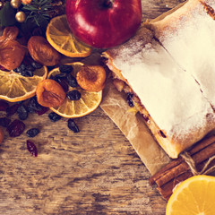 strudel and winter decor.