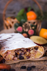 strudel and winter decor.