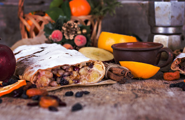 strudel and winter decor.