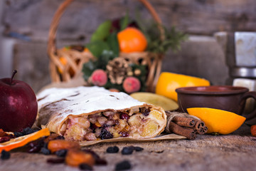 strudel and winter decor.