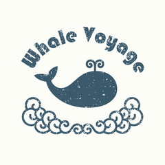 Vector whale illustration and icon.