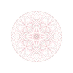 Guilloche decorative rosette element. Digital watermark. It can be used as a protective layer for certificate, voucher, banknote, money design, currency, note, check, ticket, reward etc
