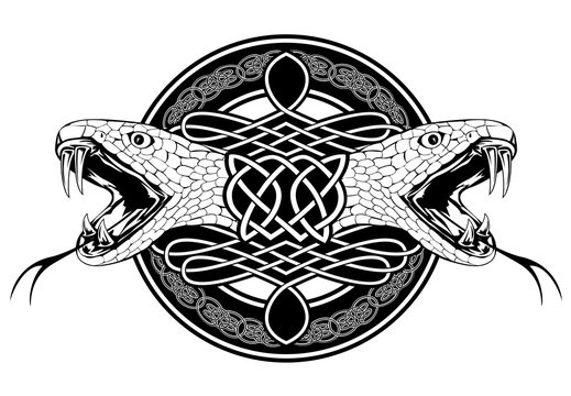 snake and Celtic patterns