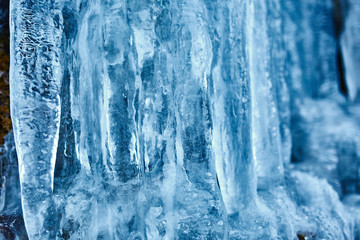 Icicles from a frozen waterfall