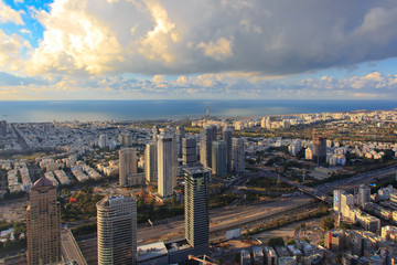 Naklejka na ściany i meble Panoramic view of Tel Aviv from the top