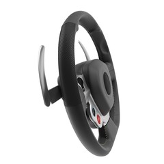 Leather steering wheel isolated on white. 3D illustration