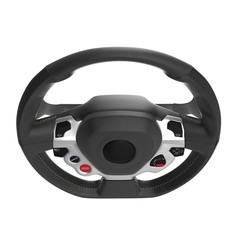 Computer steering wheel. Isolated on white. 3D illustration
