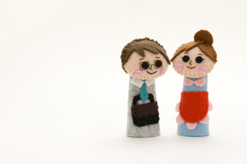 かわいい夫婦の人形