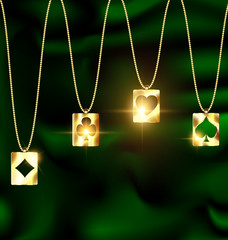 golden card suit and chain