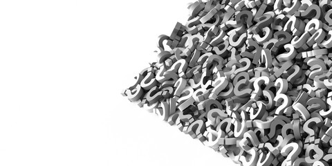 Infinite question marks, 3d rendering